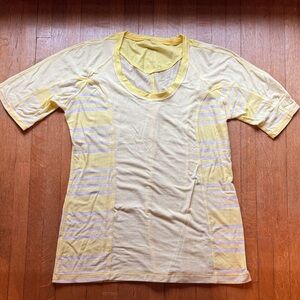 Lululemon Yellow and White Striped T-Shirt